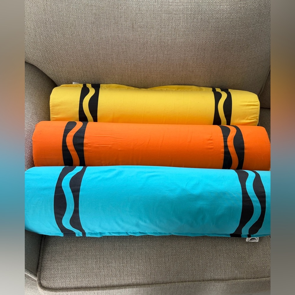 Crayola  Crayon Bolster Pillow Turquoise, yellow and orange